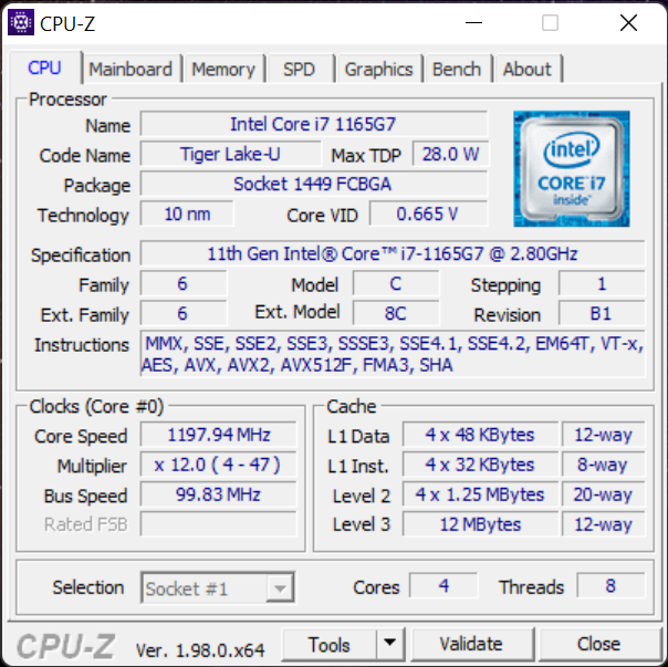 LG Gram 16: Processor details