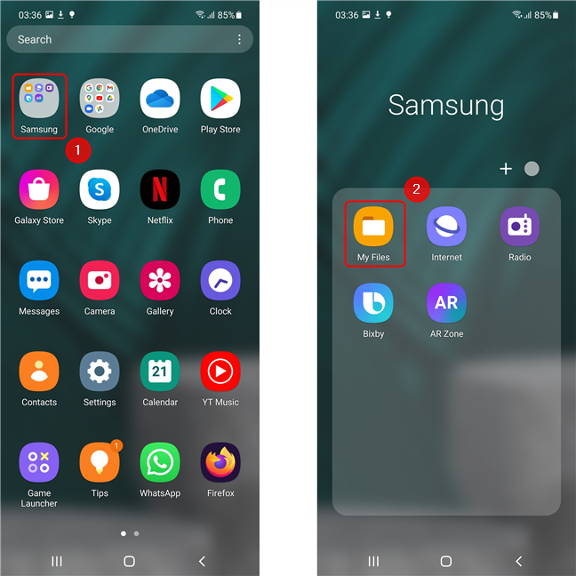 Open the My Files app on Samsung devices 
