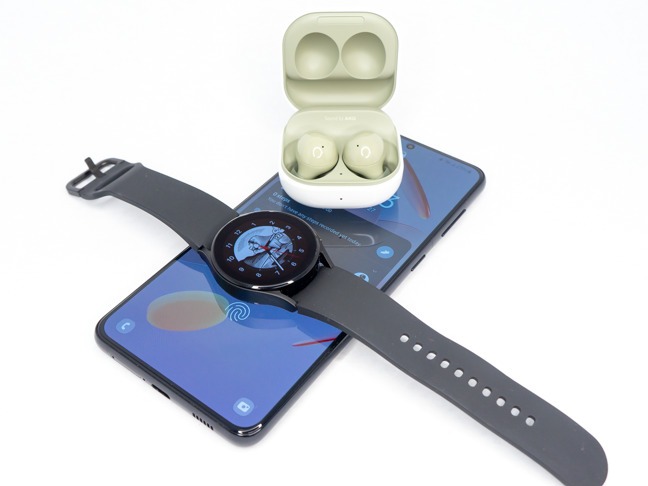 The Galaxy S21 Plus, the Galaxy Watch 4, and the Galaxy Buds2