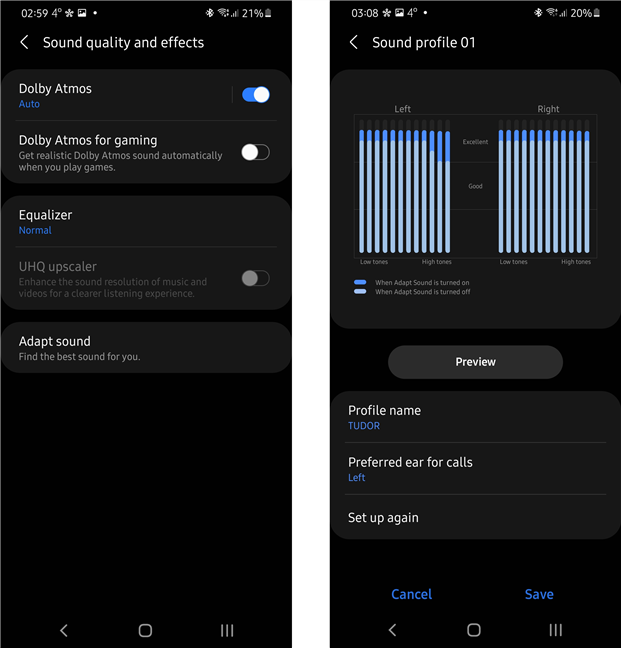 The sound output can be configured in great detail on the Samsung Galaxy S21 Plus