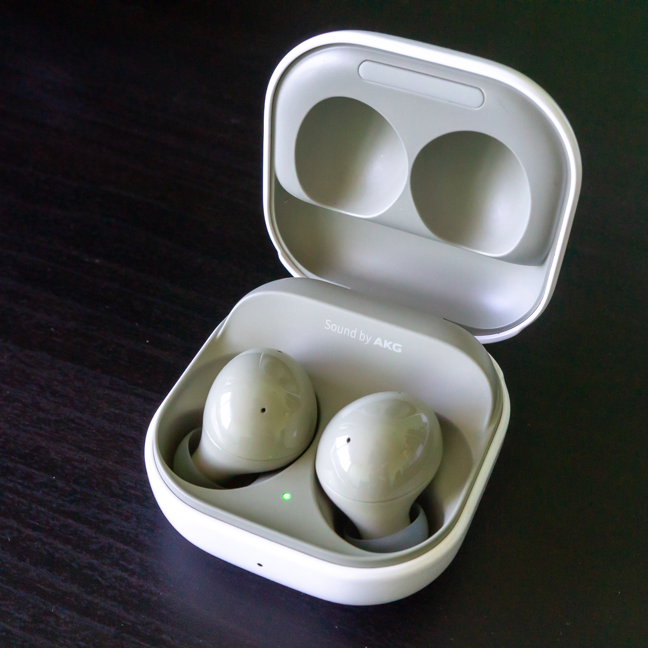 The Samsung Galaxy Buds2 in the charging case