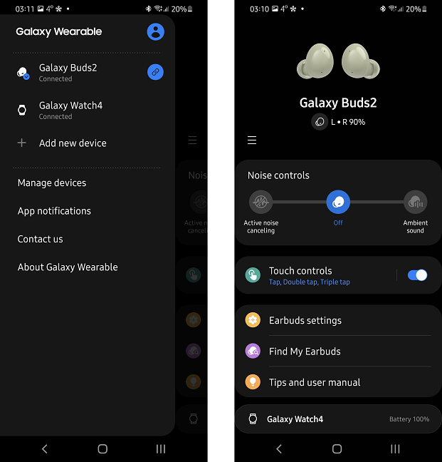 The Galaxy Wearable app can access many useful features for the connected devices