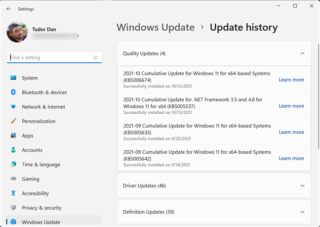 The types of Windows 11 updates that get installed