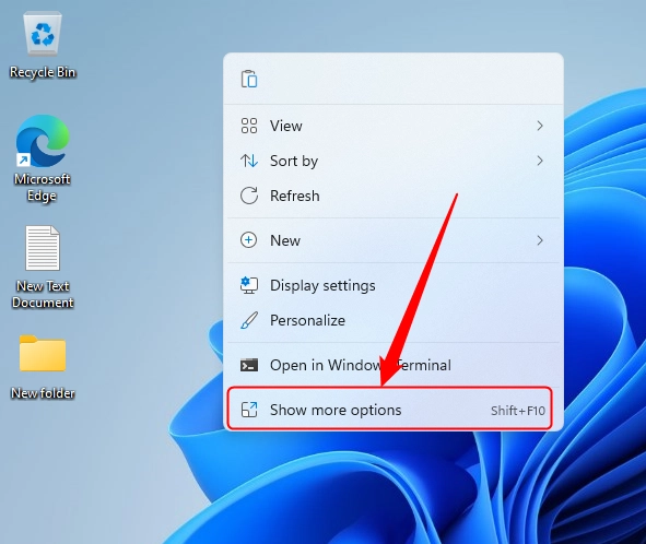 How to access the old right-click menu in Windows 11
