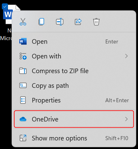 The actions in the next section are focused on OneDrive cloud sharing