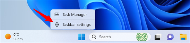 How to open Taskbar settings