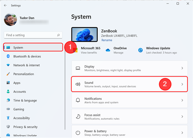 Click on Sound in the System section of the Settings app