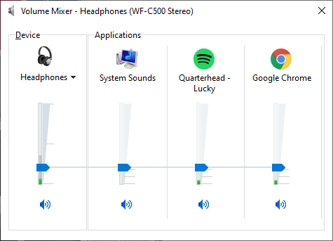 The Volume Mixer in Windows 10