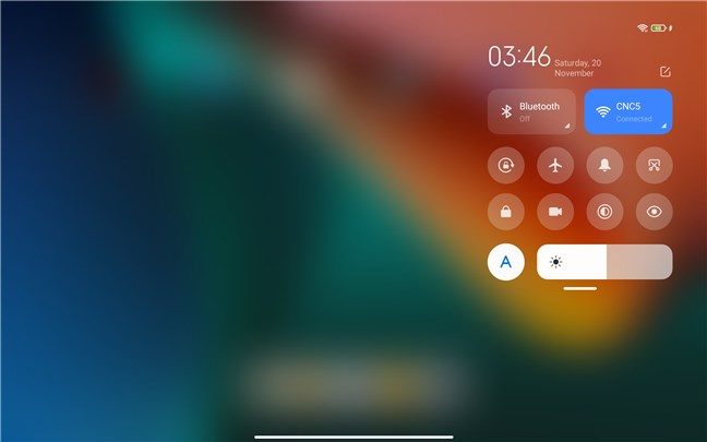 Quick action buttons on the Xiaomi Pad 5