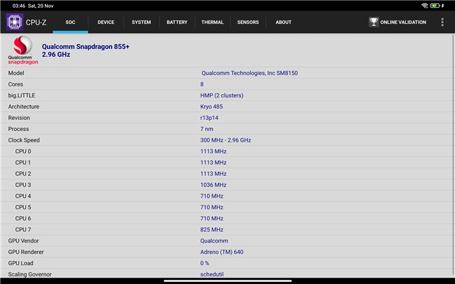 Xiaomi Pad 5: Processor information