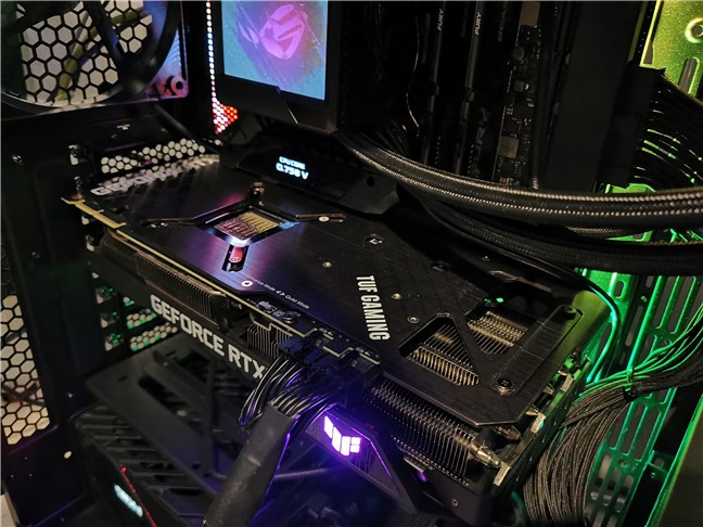 The ASUS TUF Gaming GeForce RTX 3090 mounted in our test PC