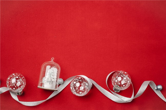 Small Baubles with Silver Ribbon by Laura James
