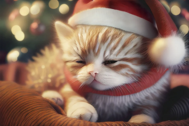 Christmas Cat Baby Santa Hat by Darkmoon_Art