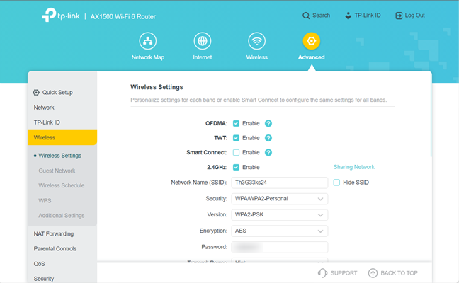 Go to Wireless > Wireless Settings