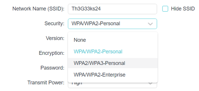 WPA2/WPA3-Personal is the way to go