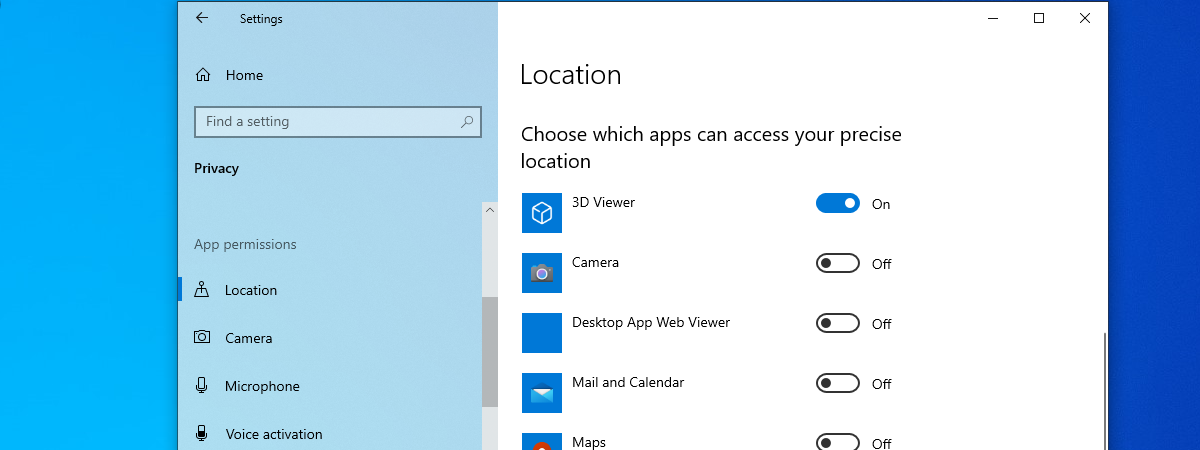 App permissions Windows 10