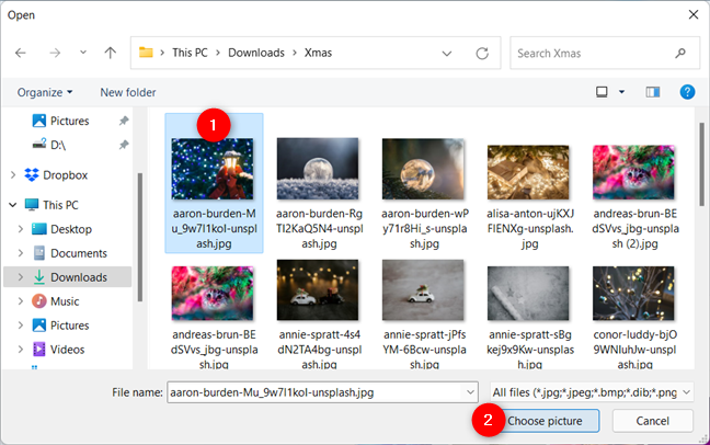 Choose the picture you want to use as your Windows 11 background