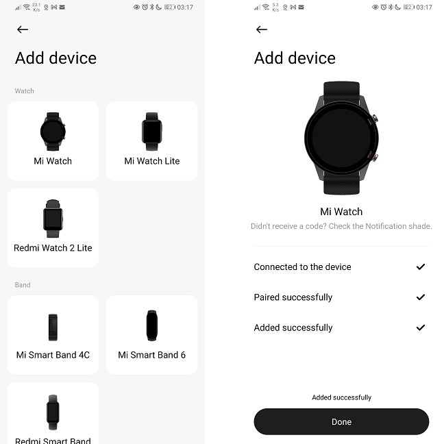 Pairing the Mi Watch to the smartphone is easy
