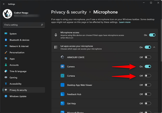 Set permissions for apps in Windows 11