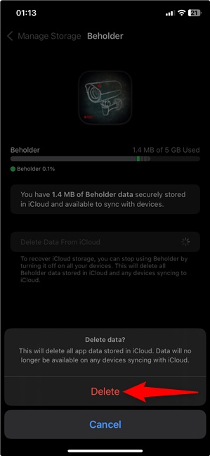 Tap Delete at the bottom