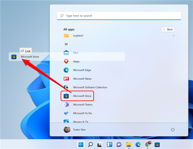 Drag and drop the app icon on the desktop to create a shortcut
