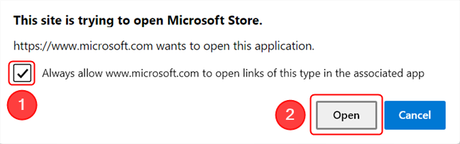 This dialog box only shows up the first time you try to download an app using the web store 