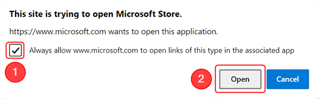 This dialog box only shows up the first time you try to download an app using the web store