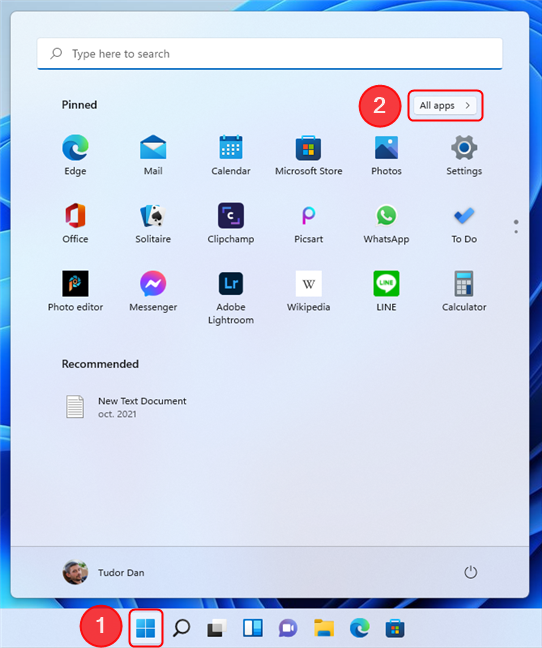 Access All apps in Windows 11