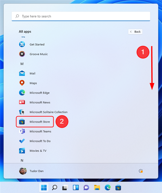 Locate and click on the Microsoft Store shortcut