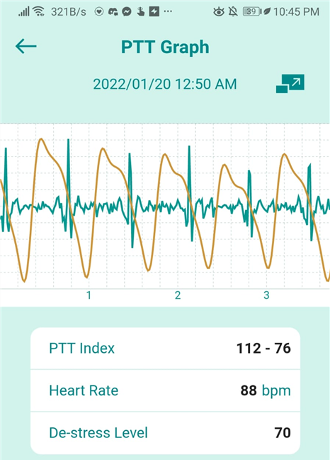 The HealthConnect app displays all the readings in great detail 
