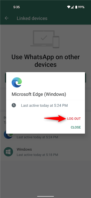 How to log out of WhatsApp on Android