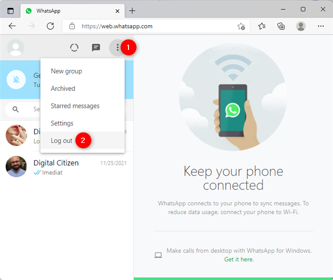 How to logout from WhatsApp Web