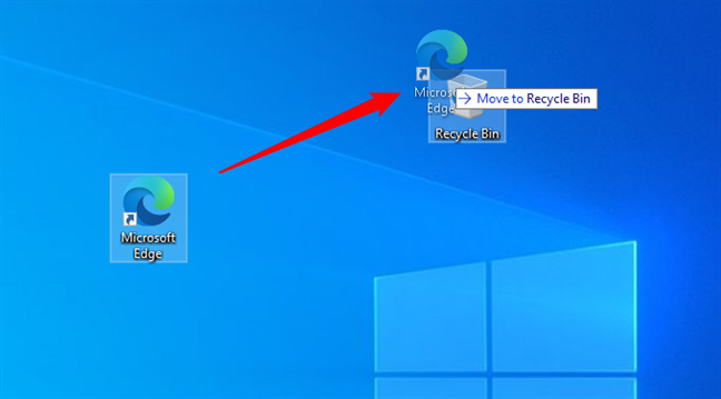 How to delete desktop shortcuts by dragging and dropping them to the Recycle Bin