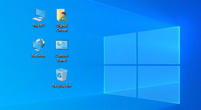 The predefined desktop icons you can enable in Windows 10