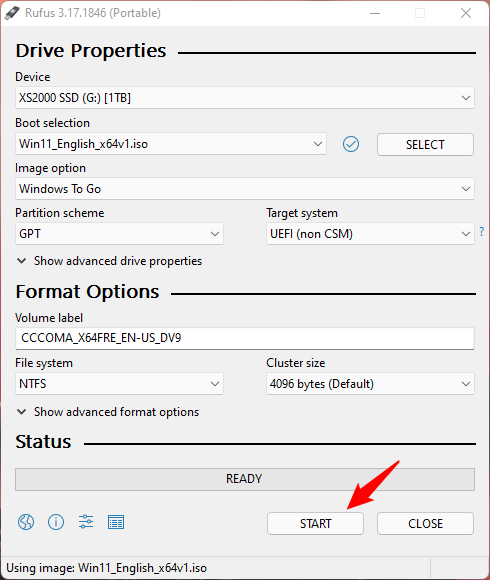 Select the Partition scheme and Target system