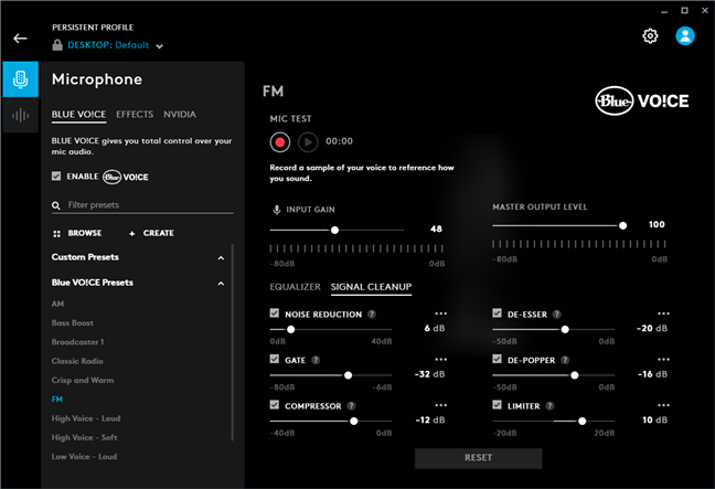 The G-Hub interface offers lots of settings