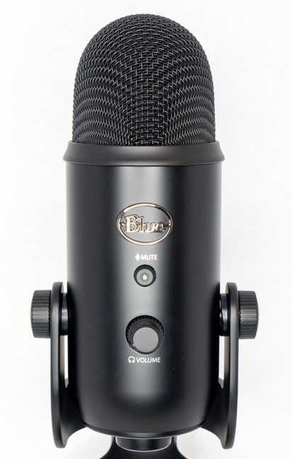 The front of the Blue Yeti microphone