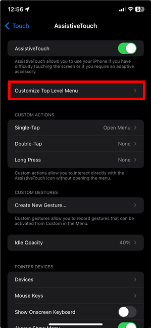 Customize Top Level Menu