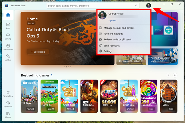 Check if you are signed into your account in Microsoft Store