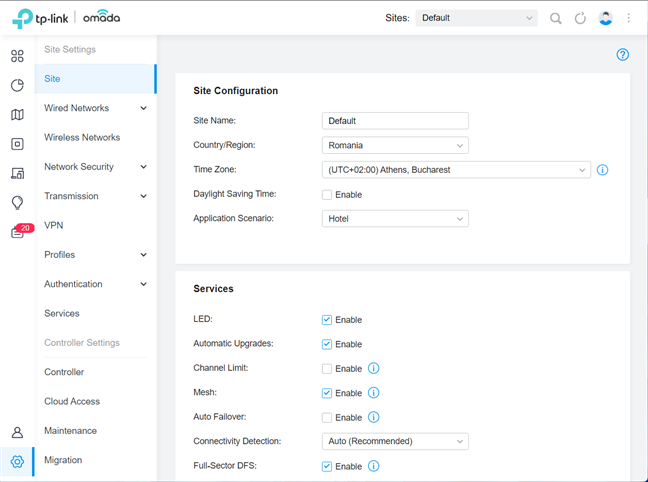 There are many settings available, all logically organized