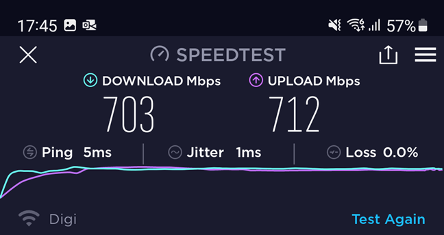 TP-Link Omada EAP660 HD - SpeedTest on the 5 GHz band