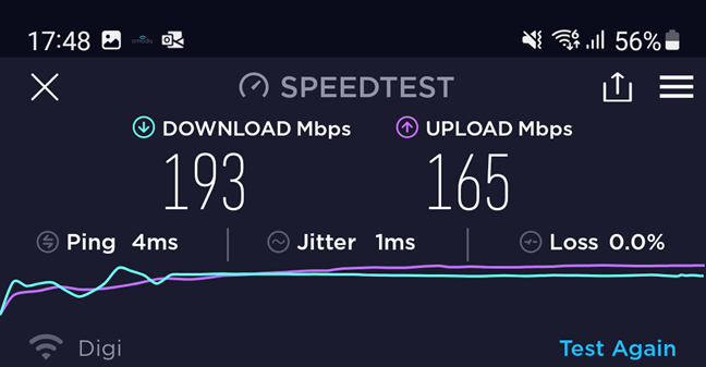 TP-Link Omada EAP660 HD - SpeedTest on the 2.4 GHz band