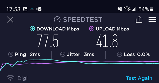 TP-Link Omada EAP225-Outdoor - SpeedTest on the 2.4 GHz band