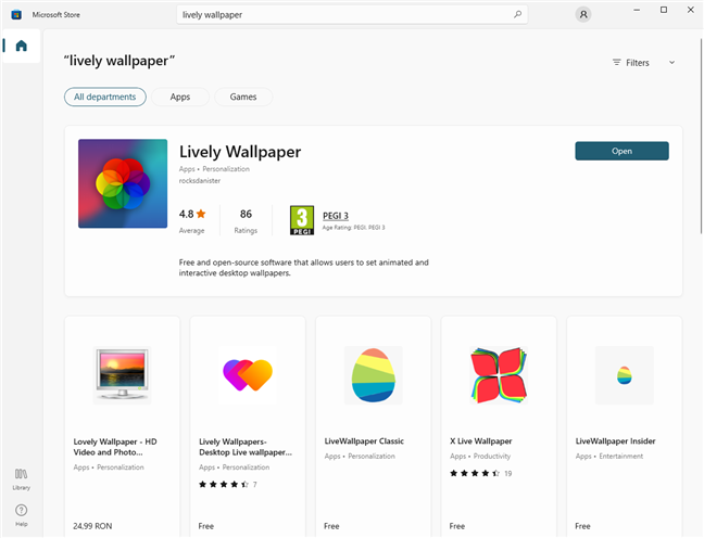 Download Lively Wallpaper from the Microsoft Store