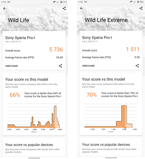 The results of the Sony Xperia PRO-I for the 3DMark suite
