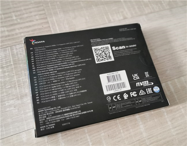ADATA Legend 840: The back of the box