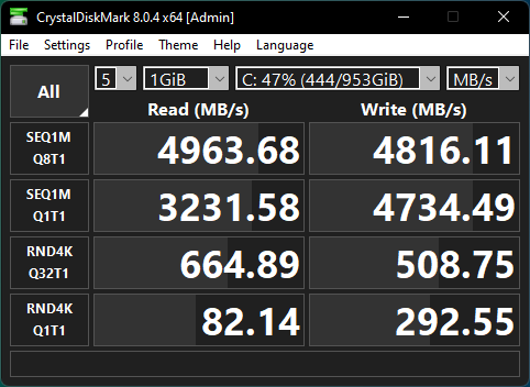 ADATA Legend 840 SSD: CrystalDiskMark benchmark results