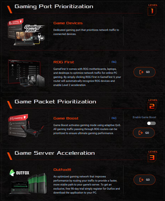 Gaming features on the ASUS ROG Rapture GT-AX6000