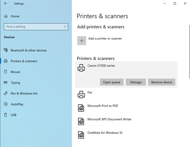 Select the printer you want to use, and click or tap Manage