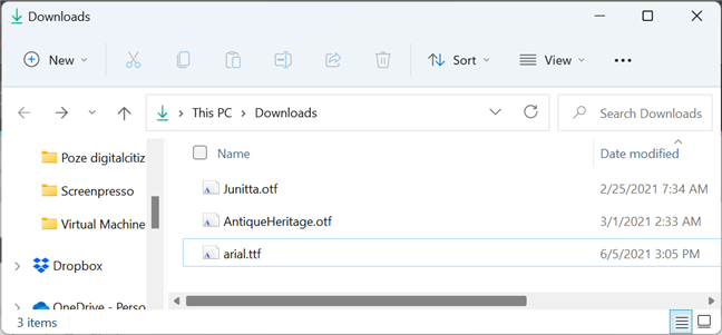 File extensions for font files